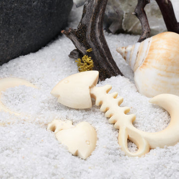 Detail View 1 of A Pair of Fish Bone Fossil Wood Ear Gauge Taper Hanger